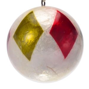 Happy Jester Lacquered Hand-made Painted Capiz Christmas Ornament